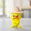 Angry Little Yellow Duck Figurine 4Pcs 3D Printed Figurines, Mini Grumpy with Straw Hat, Compact Ornament for Monitor Stand Cute Cross-Arms
