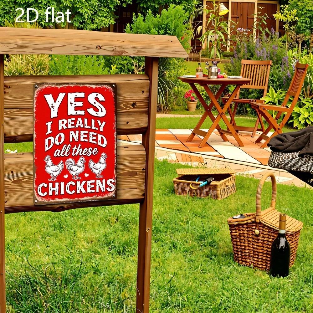 Vintage Metal Chicken Tin Sign Kitchen Wall Art Farmhouse Decor 8x12 Inch