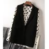 Women's Korean Style Polka Dot Chiffon Long Sleeve Shirt, Trendy White Spring Top