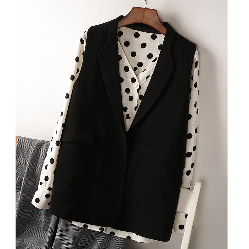 Women's Korean Style Polka Dot Chiffon Long Sleeve Shirt, Trendy White Spring Top