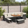 9-piece Garden Sofa Set with Black Rattan Cushions, 3-piece Garden Dining Set with Black Rattan Cushions 3361495