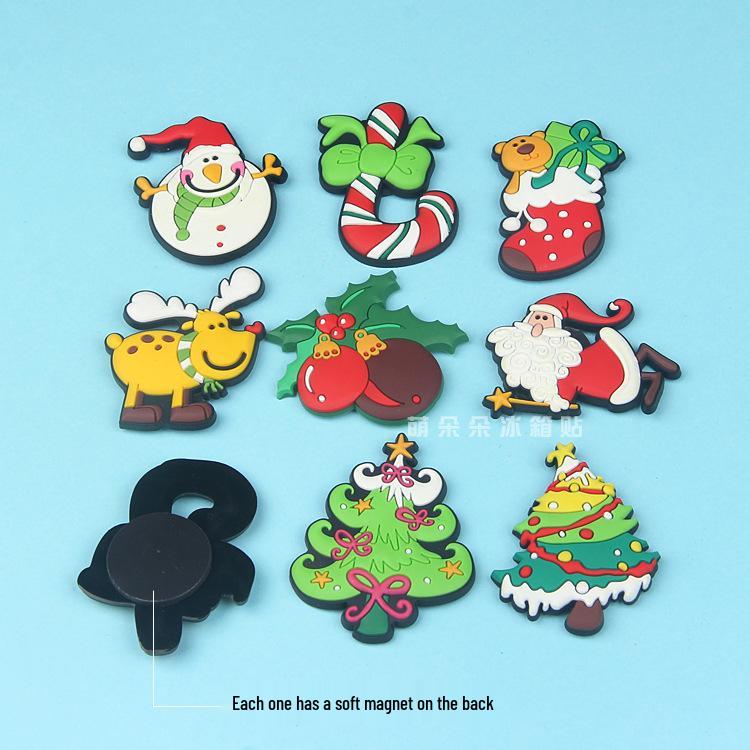 Creative Cartoon Christmas Fridge Magnet: Children's Black & White Board Sticker for Home Decoration and Messages