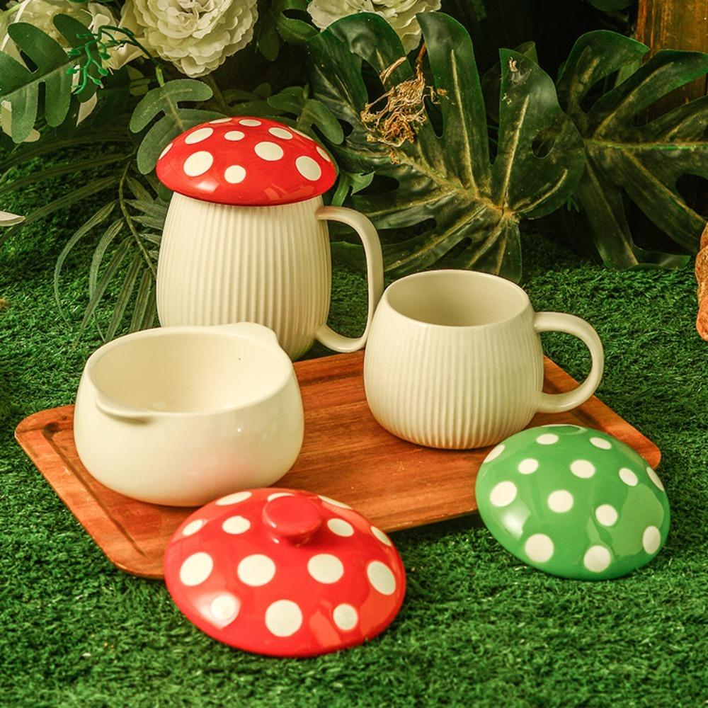 300ml/10oz Pilzförmige Keramiktasse mit Deckel Geeignet für Kaffee Tee Heiße Schokolade usw Geeignet für Zuhause und Büro