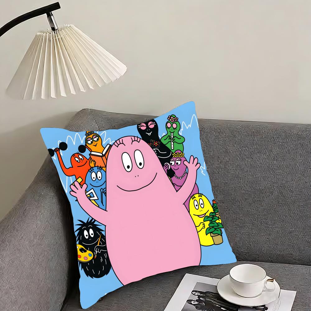 Cute cartoon B-B-Barbapapas Cushion Cover Reversible Plush Pillow Cover – For car, sofa, bedroom, perfect as a gift.