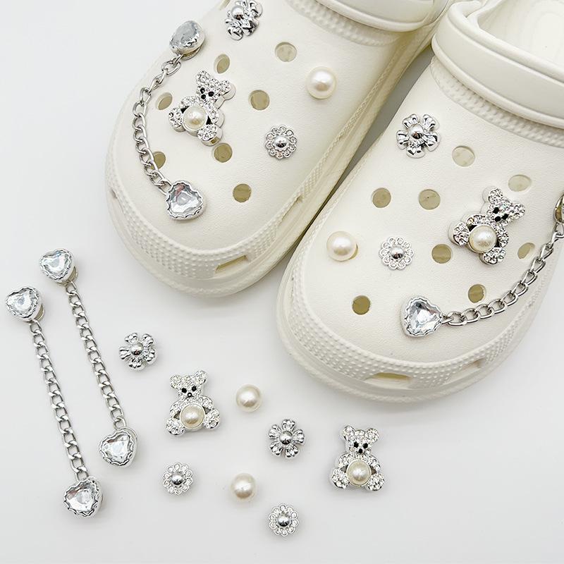 Cute Resin Starfish & Shell Croc Shoe Buckles with High-End Flower Accessories