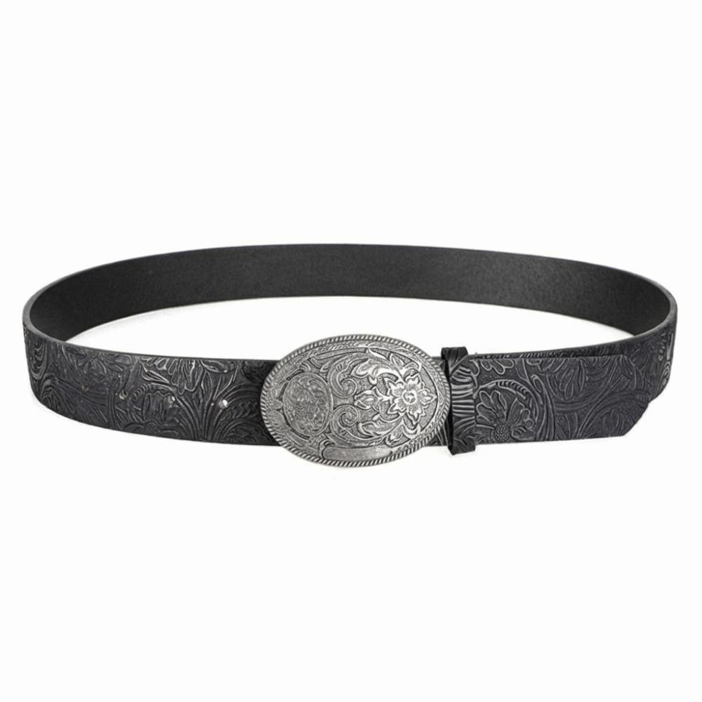 Trendy PU Leather Western Cowboy Belt Vintage Retro Waistband Punk Rock Y2K Carved Buckle Embossed Belt For Man Women