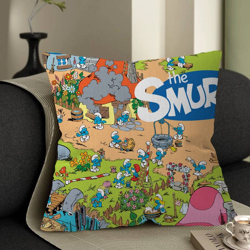 Cartoon Cute S-Smurfs Personalized Pillow Cover Kids Bedroom Wild Party Decor Pillowcase Kid Birthday Shower Gift