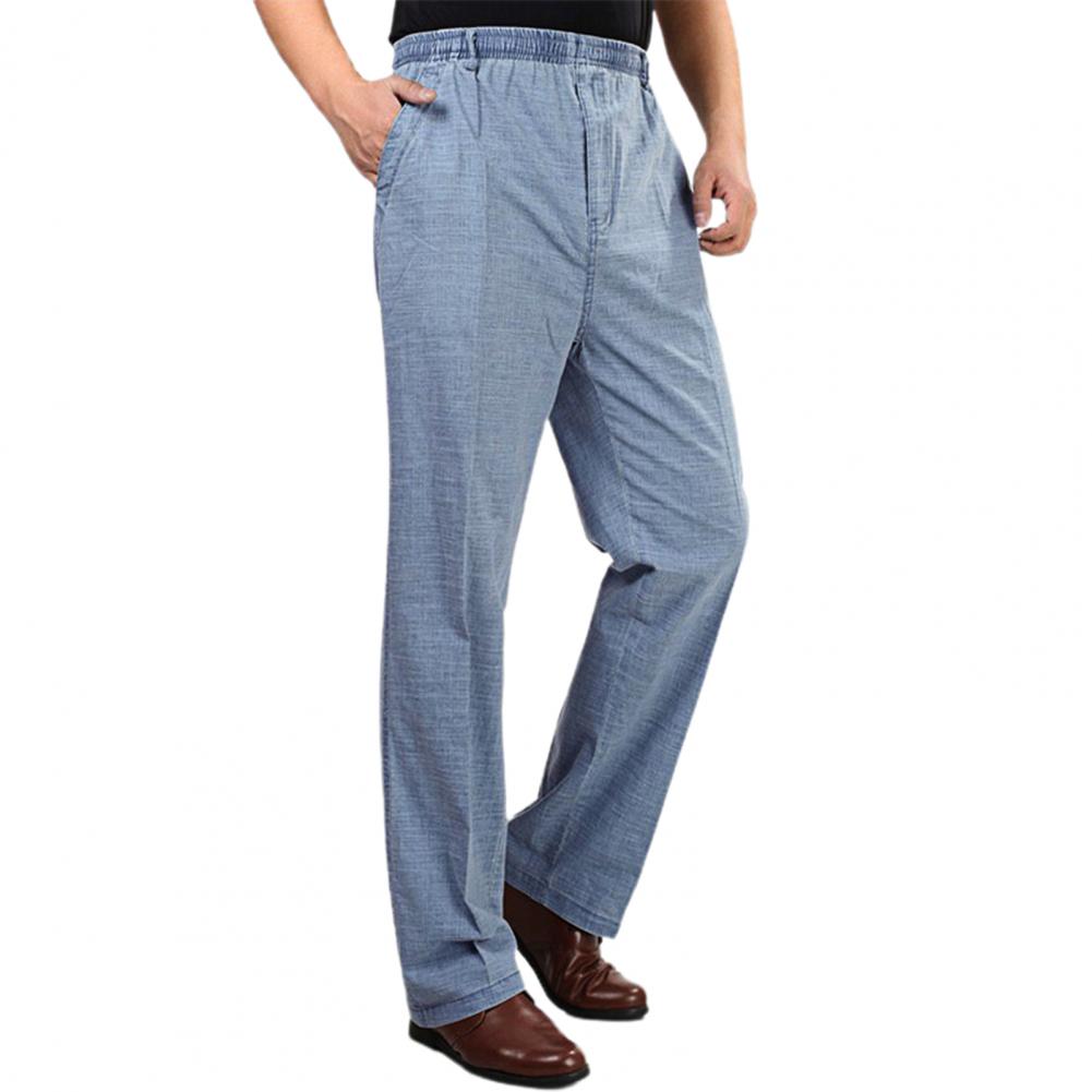 Klassische Herrenhose mit hoher Taille und tiefem Schritt, schnelltrocknende Herrenhose, elastischer Bund, gerade, dünne Hose für den täglichen Gebrauch