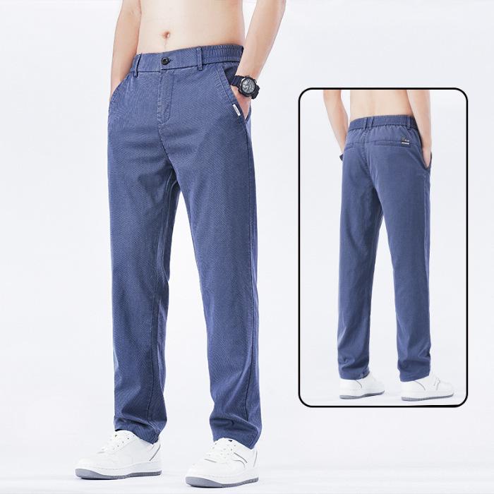 Summer New Business Casual Pants Men's Loose Straight Summer Explosion Tencel Lyocell Anti-wrinkle Trousers