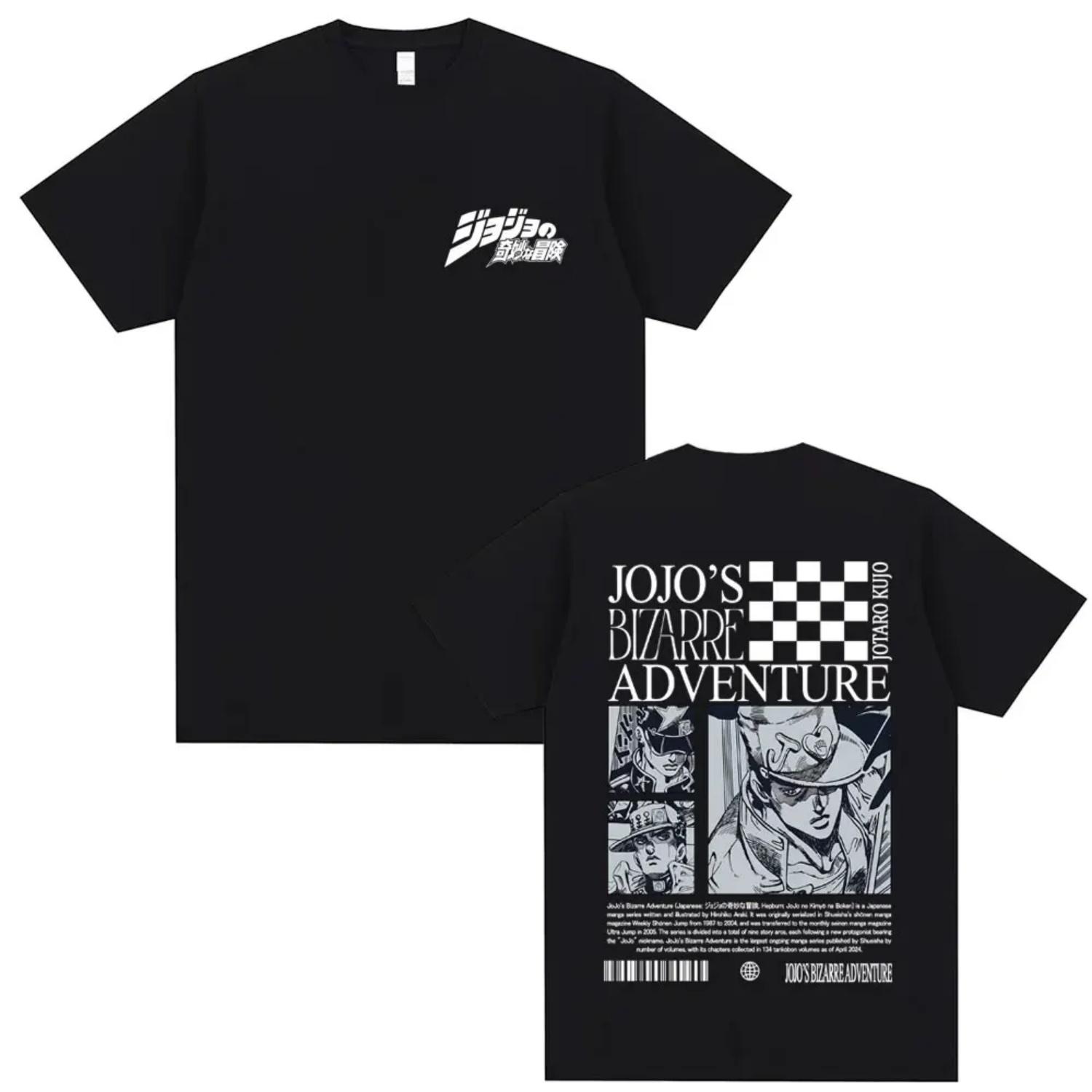 

2026 New Anime JoJo s Bizarre Adventure Star Platinum Kujo Jotaro T-shirt Men Cotton Casual T Shirt Unisex Fashion Streetwear S чёрный