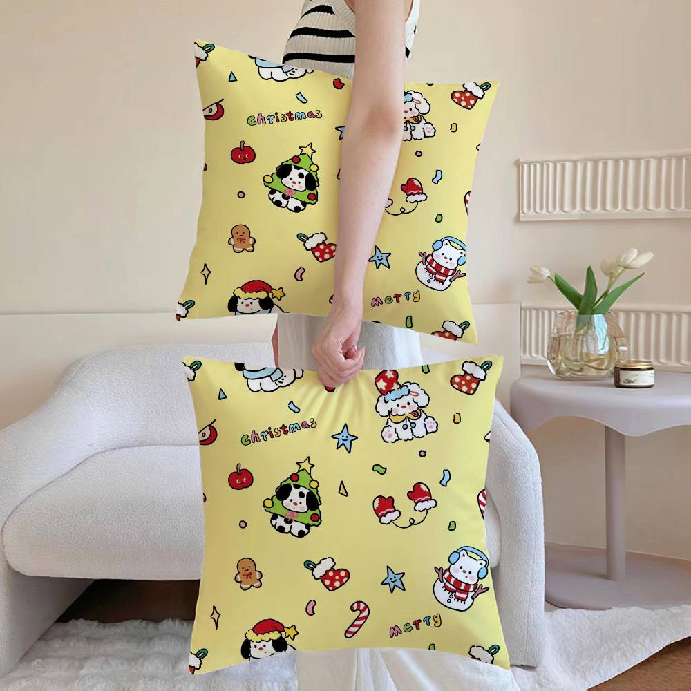 

Christmas Dog Pillow Case Sofa and Living Room Decorative Cushion Covers Dust-proof and Mite-proof Invisible Zipper 12x12Inch