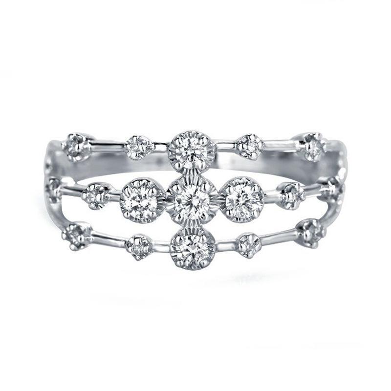 

Shiny Three Layer Rings For Women Round Crystal Copper Color Midi Finger Accessories Fashion Female Zircon Wholesale KAR267 10