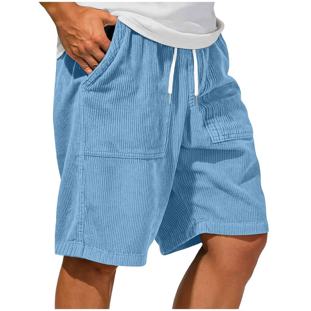 Men's Fashion Casual Retro Corduroy Laced Pants - Men's Large-Pocket Casual Sports Shorts