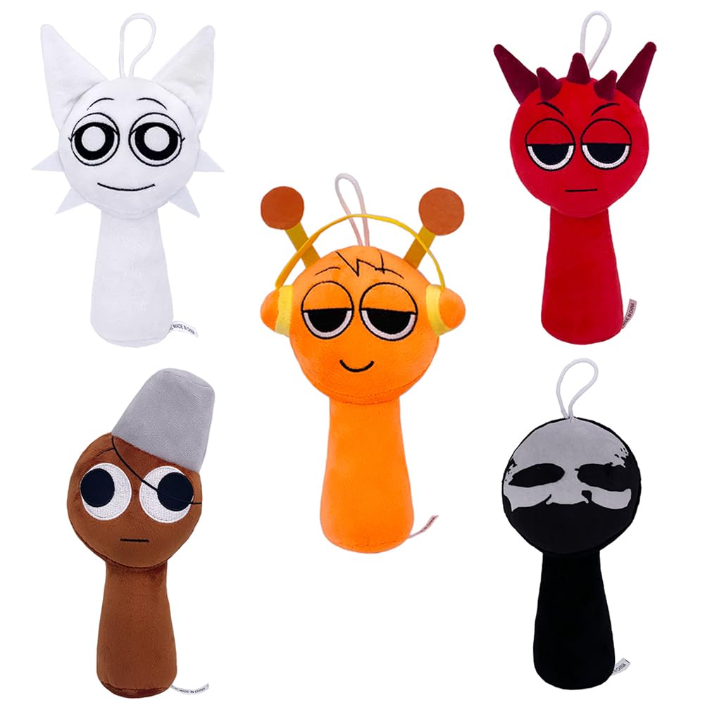 

Набор из 5 плюшевых кукол Sprunki, Поющие монстры, Персонажи хоррор-игры, Милые украшения для комнаты, Подарки на день рождения/Рождество для детей и взрослых (Комплект А)