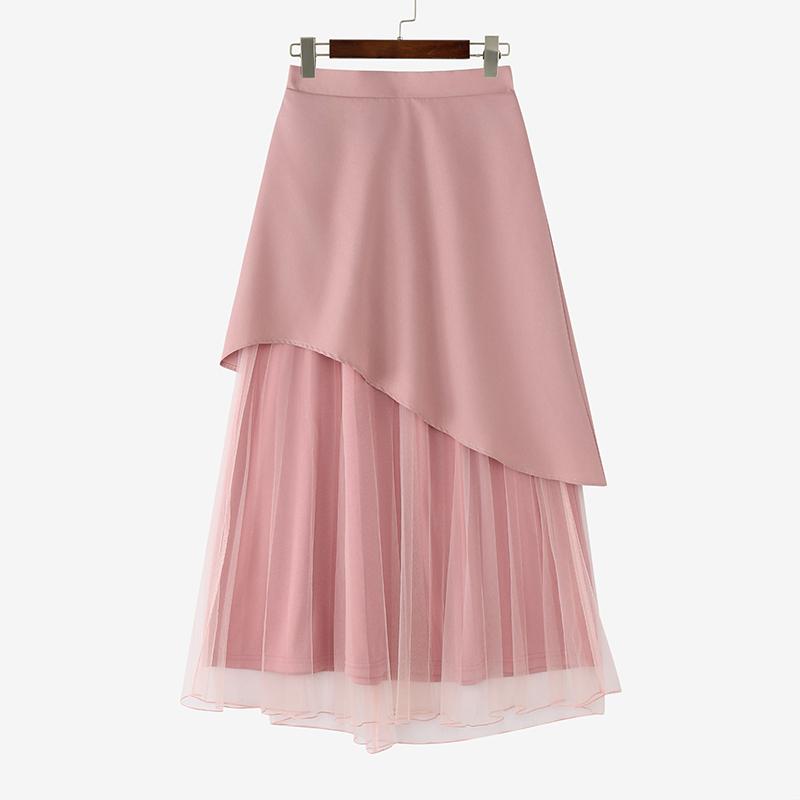 

ZANZEA Женские летние повседневные свободные юбки с сетчатой вставкой S камео розовый