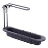 Retractable Sink Caddy Tray Kitchen Organizer with Towel Hanger, Adjustable Plastic Soap And Sponge Holder Holder, Large Capacity Countertop Drainage