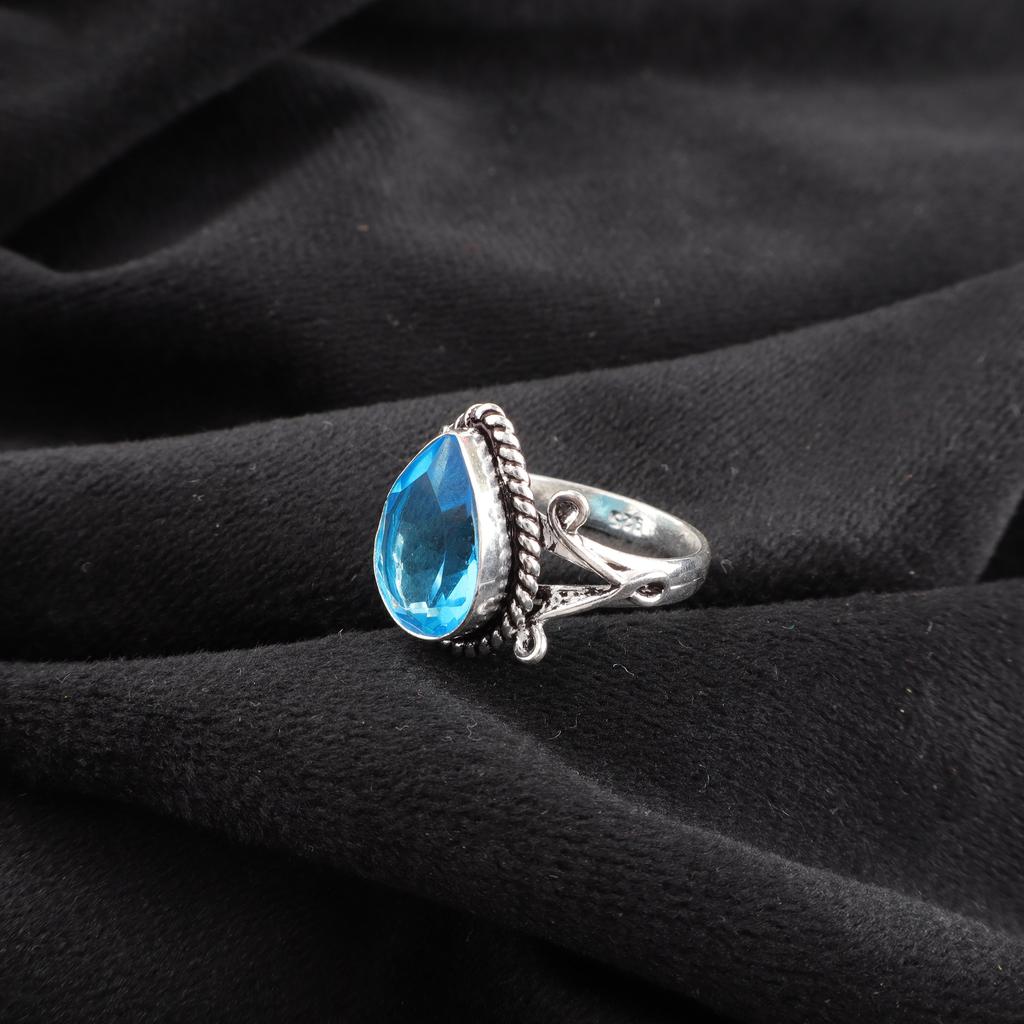 Swiss Blue Topaz Jewelry Gemstone Ring, 925 Solid Sterling Silver Ring Jewelry Handmade Ring, Silver Jewelry For Gift