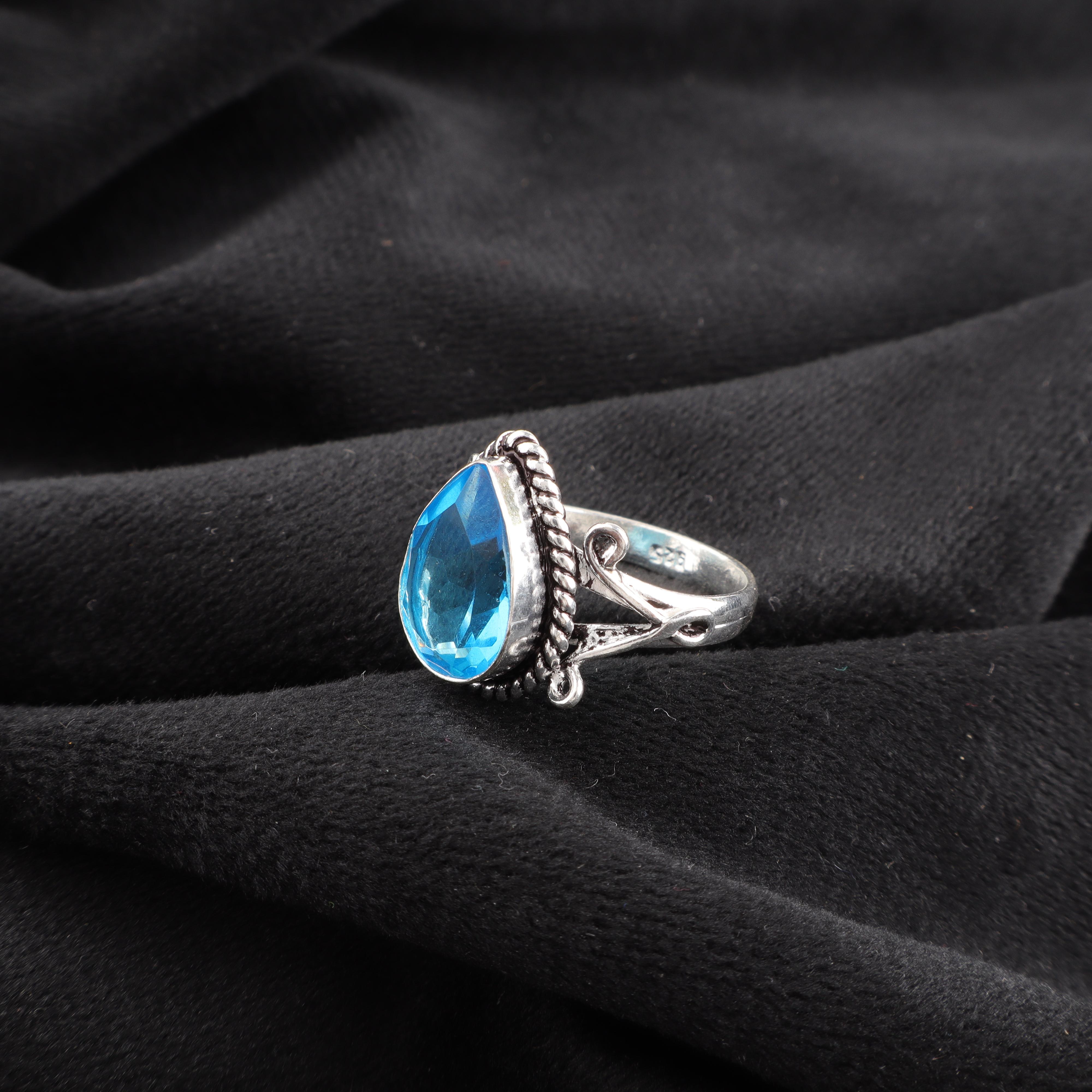 

Ювелирное изделие Кольцо с драгоценным камнем Швейцарский голубой топаз, Кольцо из стерлингового серебра 925 пробы, Ювелирное изделие ручной работы, Серебряное украшение для подарка 12 синий