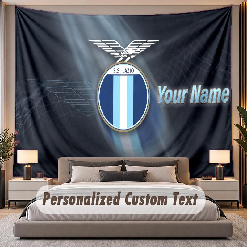 Custom Name Text Tapestry Lazio FC Personalized Polyester Wall Tapestry For Bedroom And Room