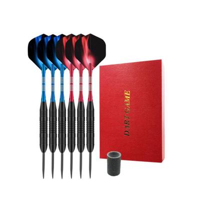 6 részes darts készletek acél hegyű Dart Shaft hordós járatú Red Case beltéri kocsmai játékok