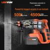 Longyun Rechargeable Brushless Rotary Hammer Drill Set - High Power 3-in-1 Impact Tool with Lithium Battery