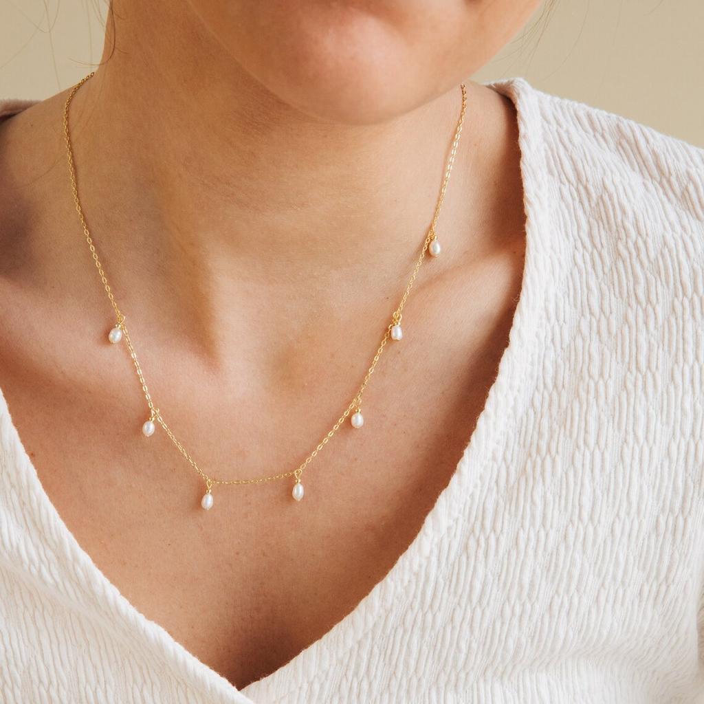 EMANCO New Pearl Pendant Necklace Stainless Steel Clavicle Chain Fine Chain Wedding Gift