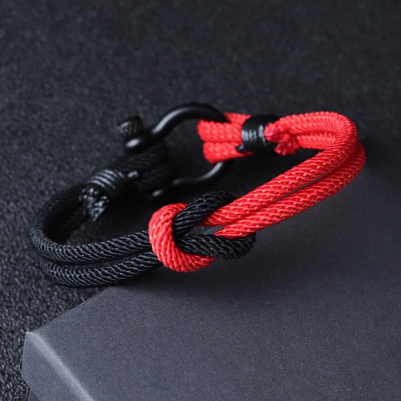Concentric Knot Men Bracelet Blue Yellow Braclet Detachable Stainless Steel Horseshoe Clasp Ukrainian Flag Color Braslet Homme