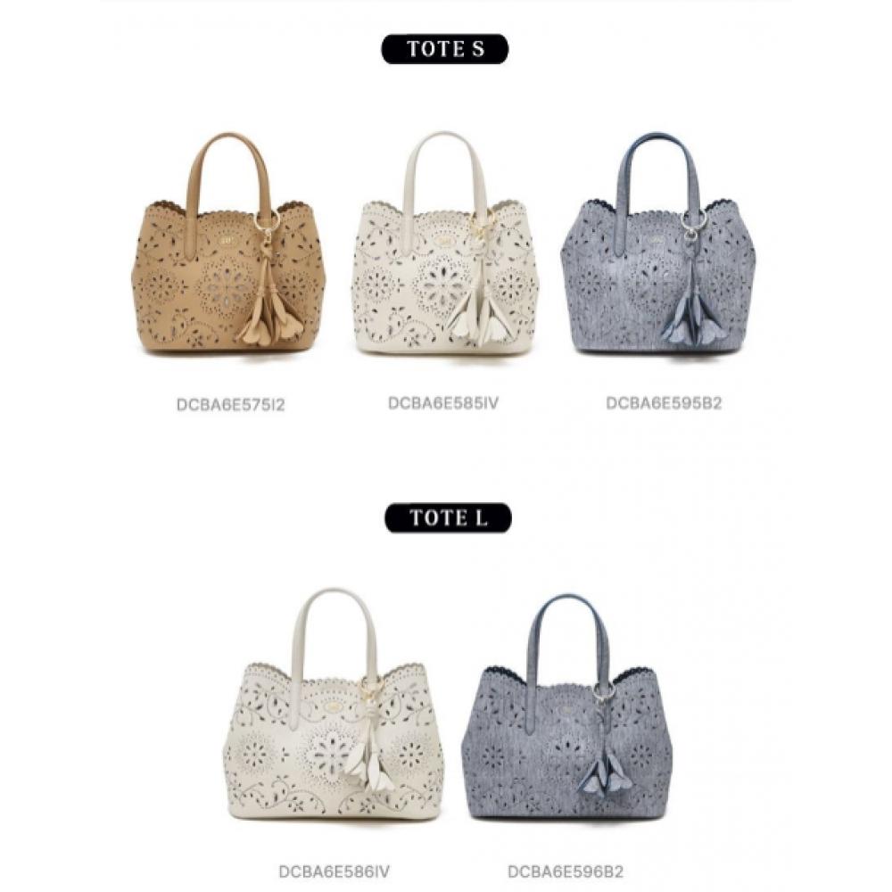 DakS Beige Cowhide Flower Punching Tote Bag S Dcba6e575i2