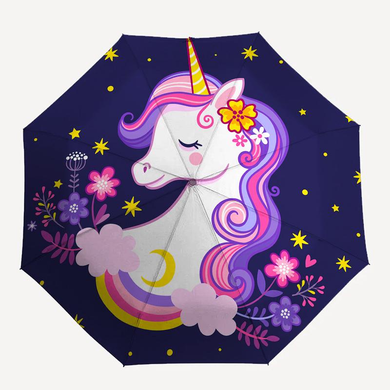 Magical Unicorn Night Stickers for Kids' RoomsUmbrella, Portable 3-Fold Umbrella for Men & Women,Christmas Gift ES301