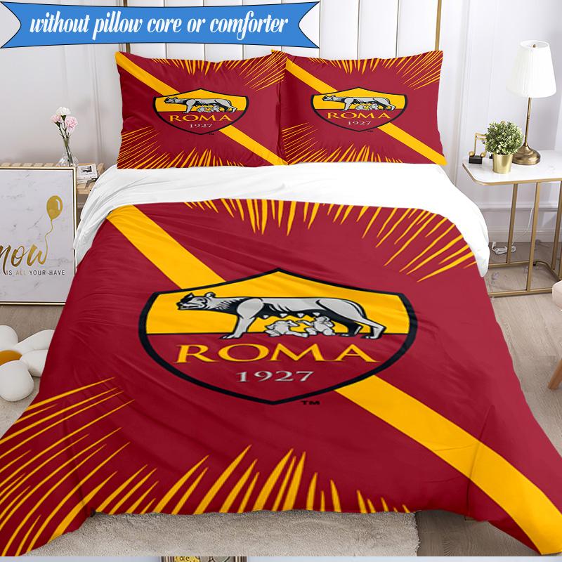 3PCS Rome Wolf Football club Printed Soft Bedding Set,Including 1pc Duvet Cover And 2pcs Pillowcases Perfect for Bedroom, Dormitory, Fan gift