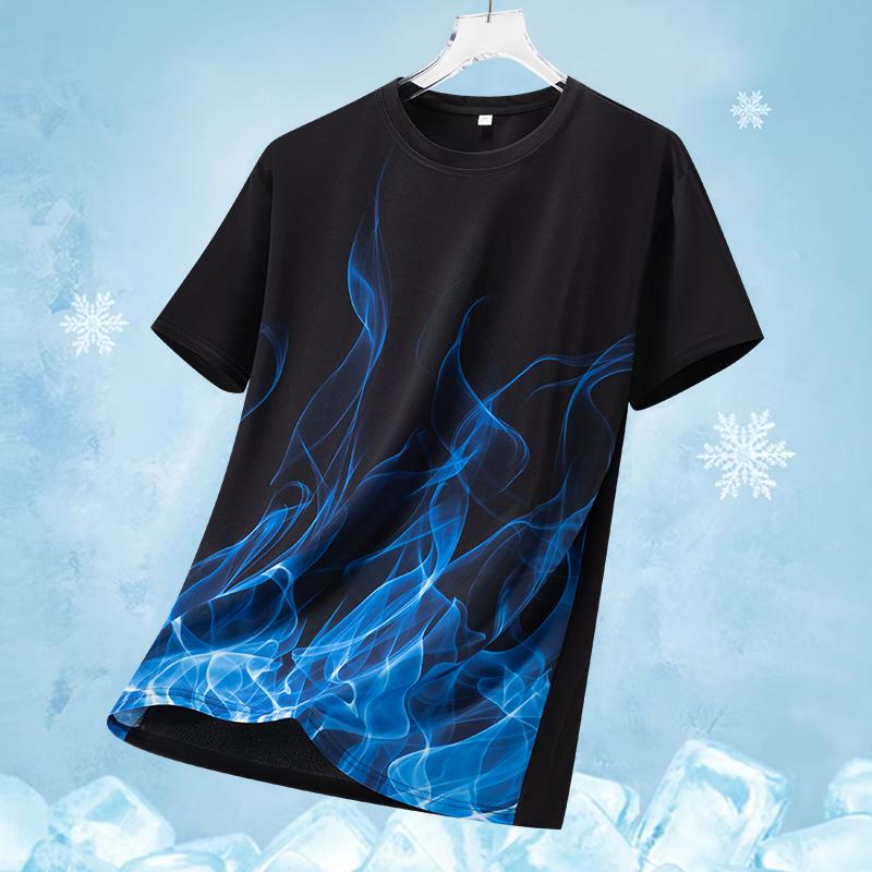 Dmao Short sleeved T-shirt men s summer casual loose half sleeved T-shirt men s breathable T-shirt 2XL синий