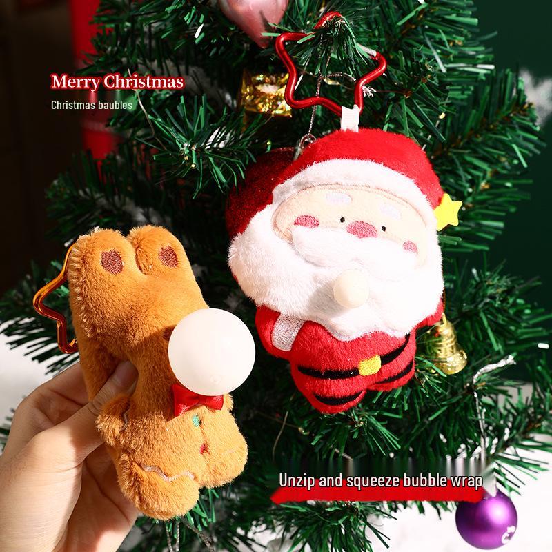 Authentic Plush Head-Tilt Christmas Keychain Decompression Doll - Small Pendant Ornament Gift