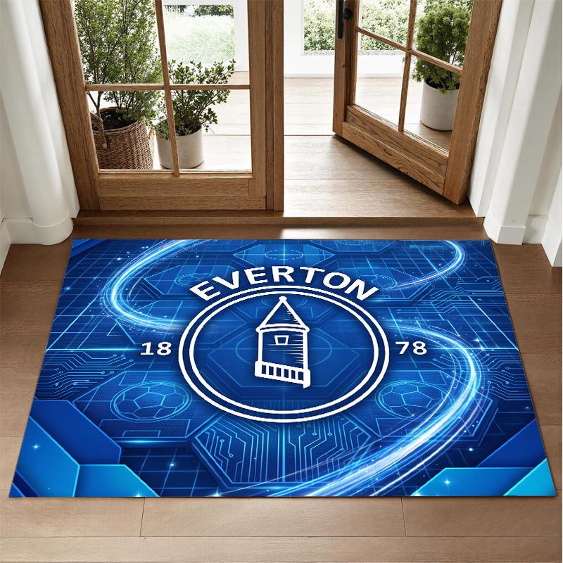 Everton Football Design Crystal Velvet Rug Soft Decorative Mat for Bedroom Entrance