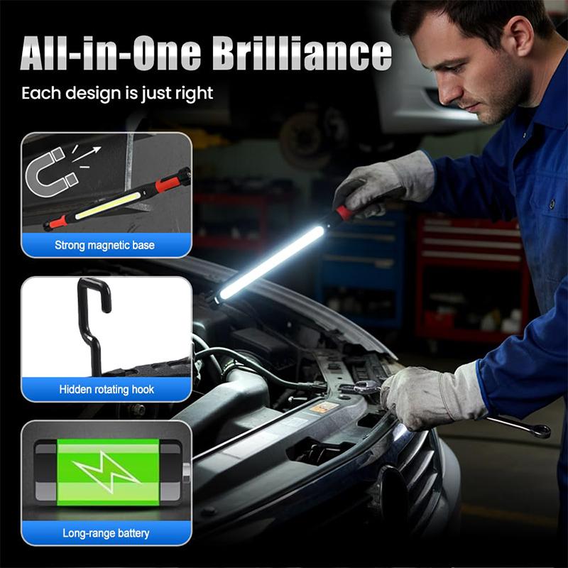 High Lumen Rechargeable LED Work Light For Car Emergency Automotive Repair Light Charging Flashlight With Hooks Magnetic Base