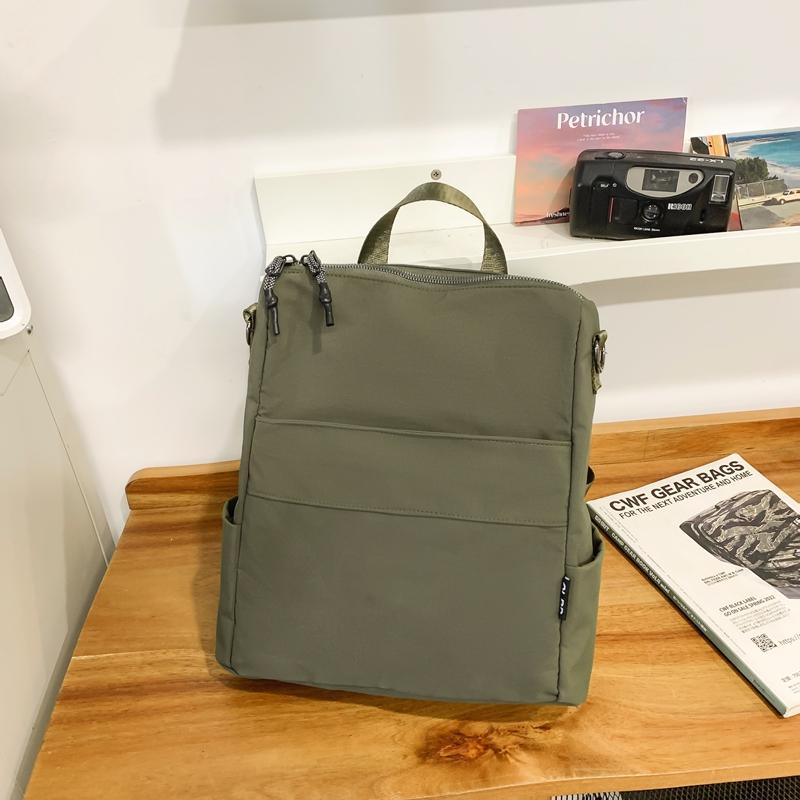 Men Nylon Backpack Solid Color Women Small Backpack