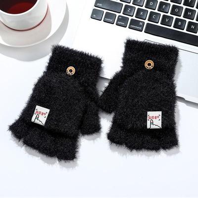 Guanti invernali di peluche a mezze dita caldi ispessiti in velluto di visone imitazione lavorati a maglia per studenti che scrivono scaldamani senza dita