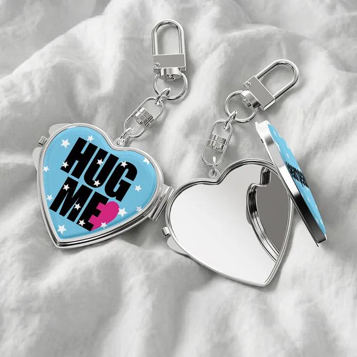 Hug Me Blue Heart Mirror Keyring