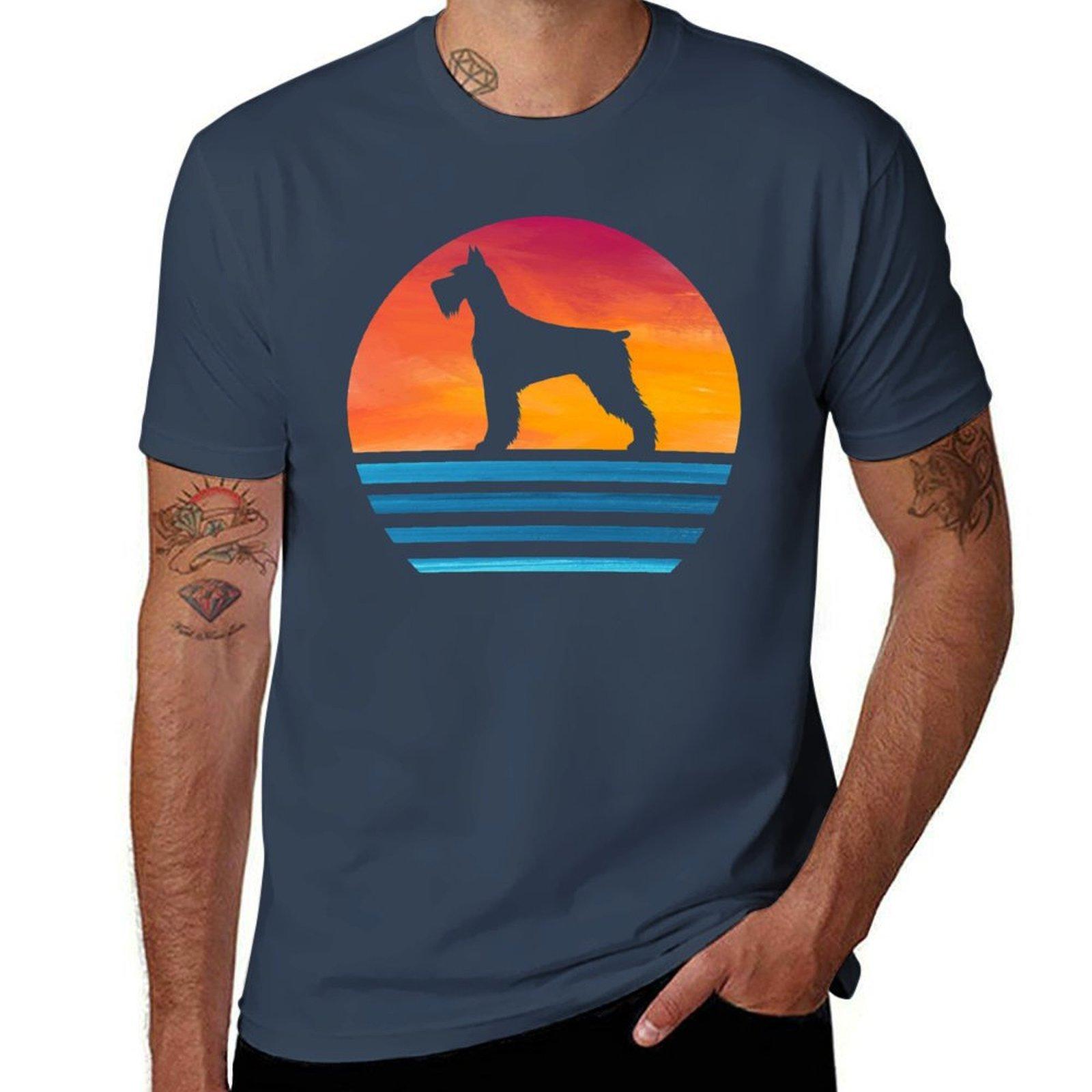 Funny Giant Schnauzer Mom Dog Lover Vintage Silhouette Giant Schnauzer Owner Gifts Tshirt Fashion Casual Short Sleeve Tshirt S