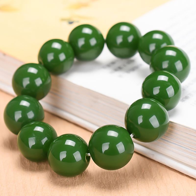 Bracciale in Giada Verde Stile Cinese | Perline di Cristallo Curativo Naturale Gioiello Spirituale Regalo per Donne