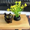 Wooden Cat Sculpture Cat Statue Decoration Handcrafted Black Cat Sculpture Rustic Mini Cartoon Figurine Cute Wooden for Home