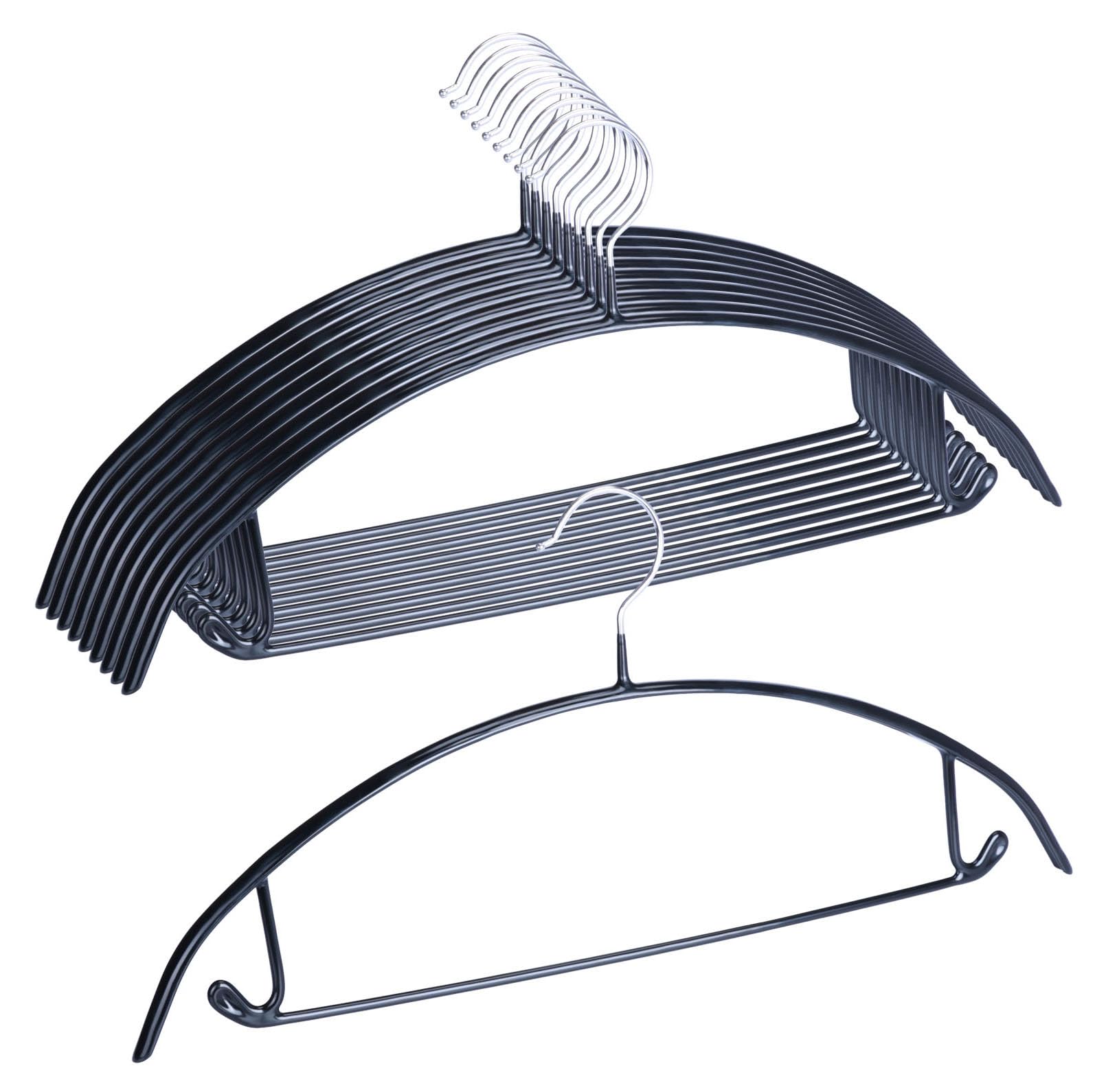 

and storage slim jacket and pants Non-slip, shape-retaining, mark-free hangers, 10-pack, black, stylish, hangers, wet/dry use, design, hangers. чёрный