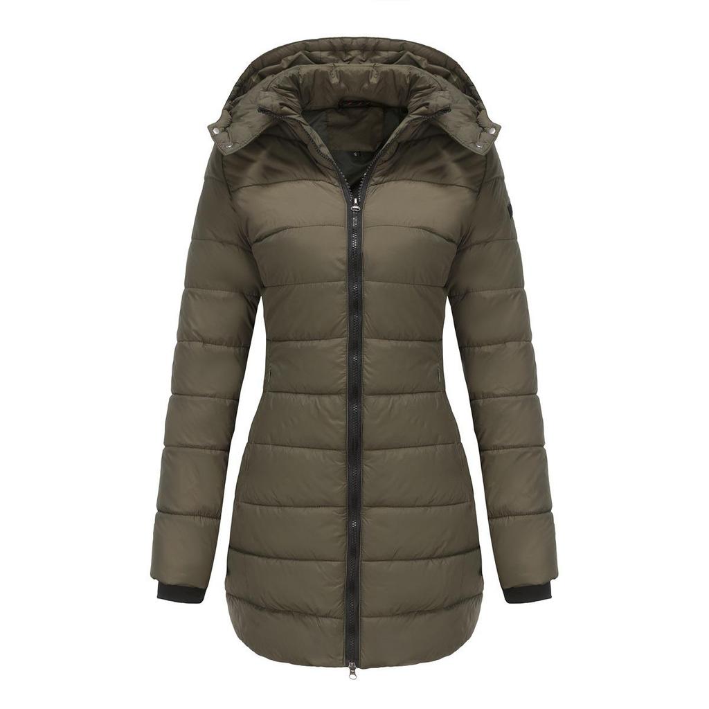 New Women's Water-Resistant Cotton Coat Detachable Hood Long Sleeve Winter Warm Outerwear Parka
