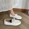 2024 vår och sommar nya fashionabla och bekväma Doudou-skor mångsidiga snörskor med rund tå loafers platta damskor