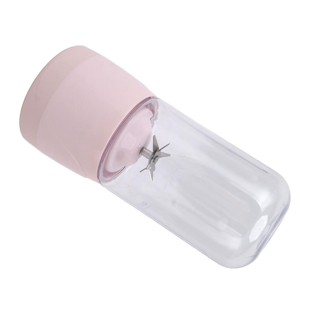 Portable Blender USB Rechargeable 6 Blades Mini Juicer Cup Fruit Squeezer for Travel Sports Kitchen 410ml Pink