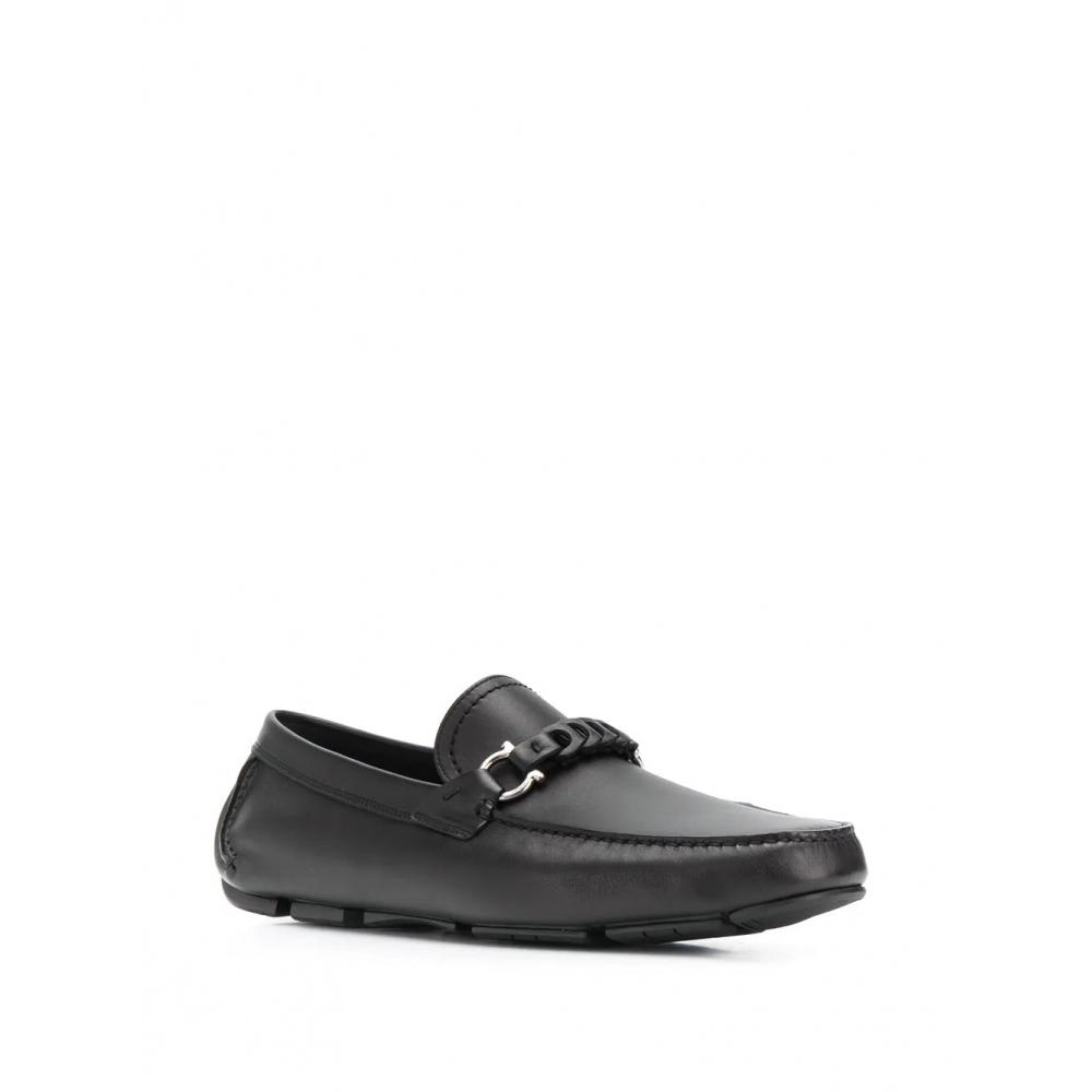 Salvatore Ferragamo Ferragamo Gancini Leather Loafers Black