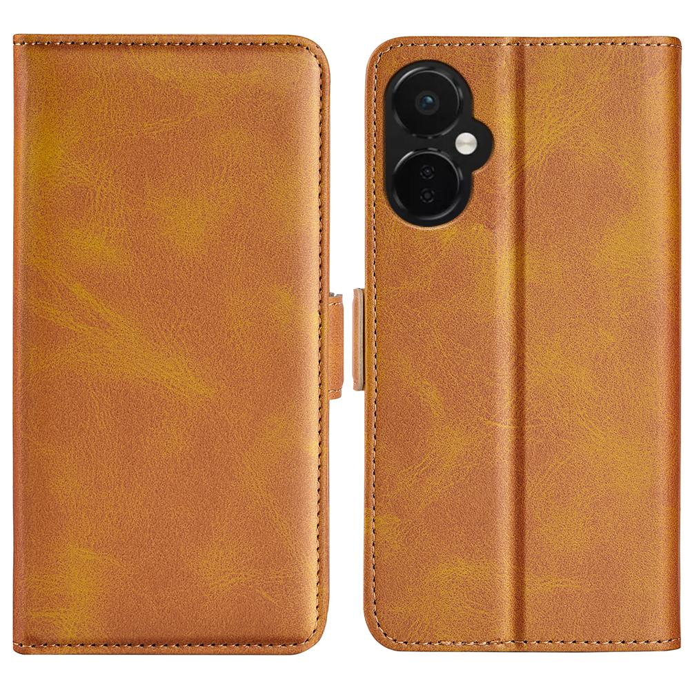 

For OnePlus Nord CE 3 Lite 5G/Nord N30 5G Phone Case Leather Calf Texture Magnetic Stand Wallet Cell Phone Cover Yellow