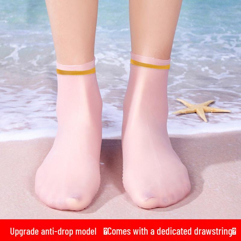 Wasserdichte Silikon-Rutschfeste Tauchsocken mit Kordelzug zum Schnorcheln und Schwimmen - Unisex Hohe Elastizität Strandfußbekleidung