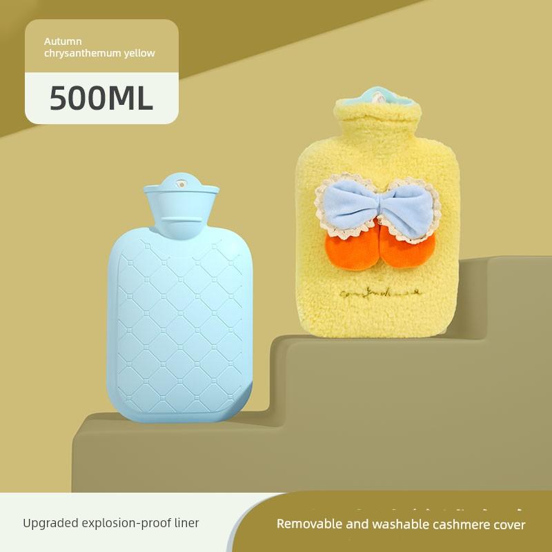 Hot Water Bottle, Thickened Explosion-Proof Hand Warmer, Small Hand Warmer Bag, Women's Belly Warmer, Plush Hot Compress Water Bag