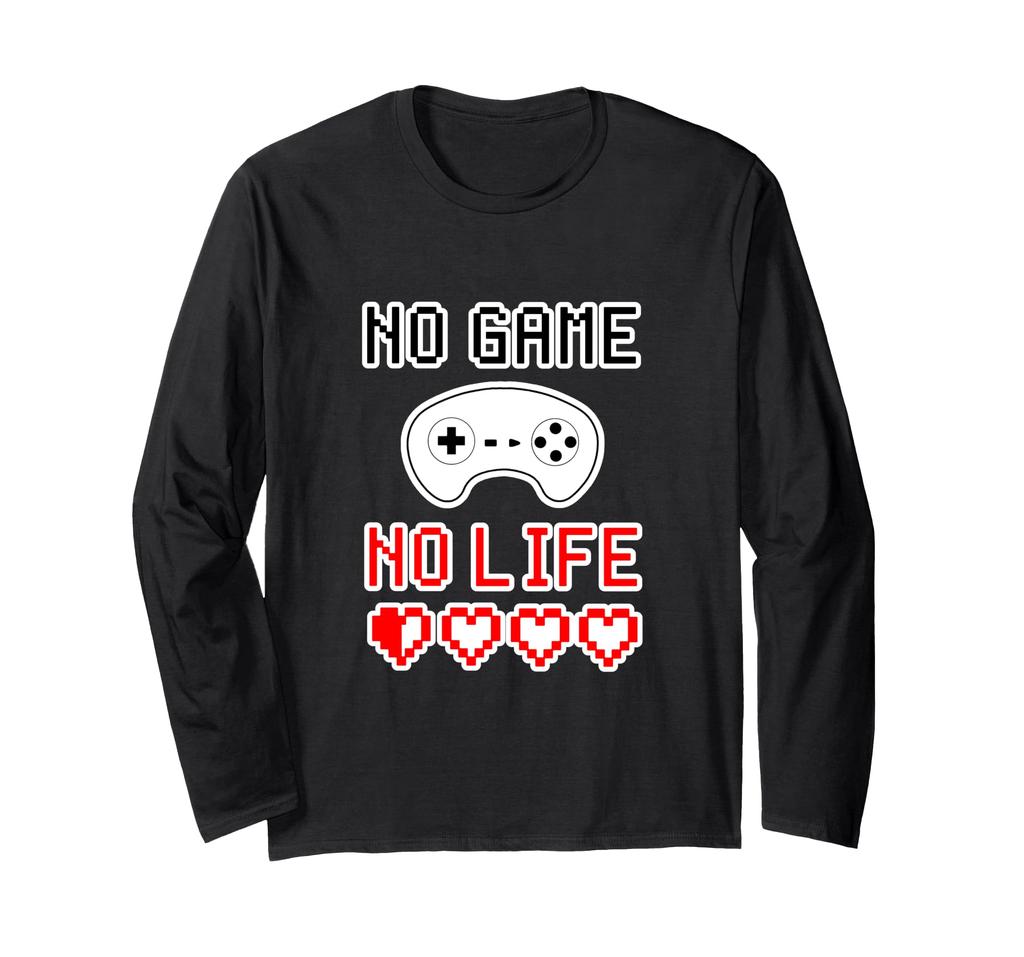 NO GAME NO LIFE No Game No Life Dot Retro Letters Otaku Gamer Funny Sayings Long Sleeve T-Shirt