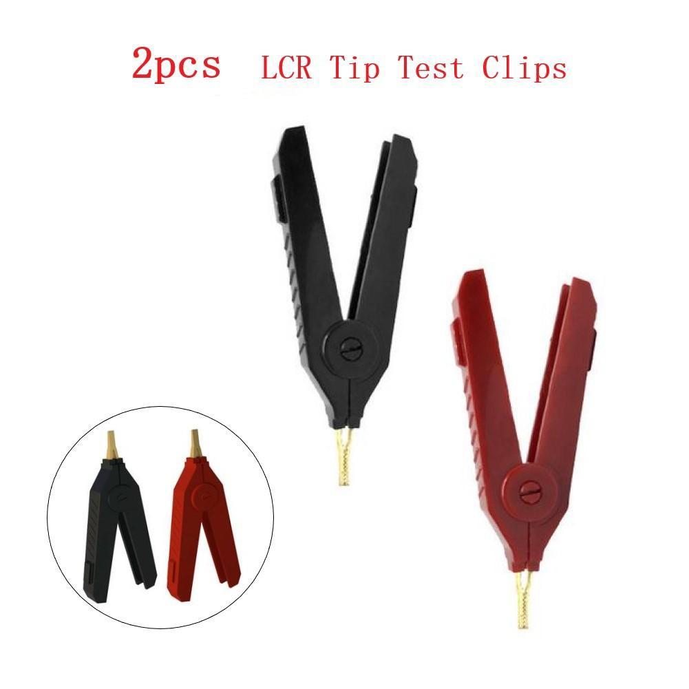 2 PCS For Alligator Clip Kelvin Copper Gold Plate LCR Test Clip Black + Red